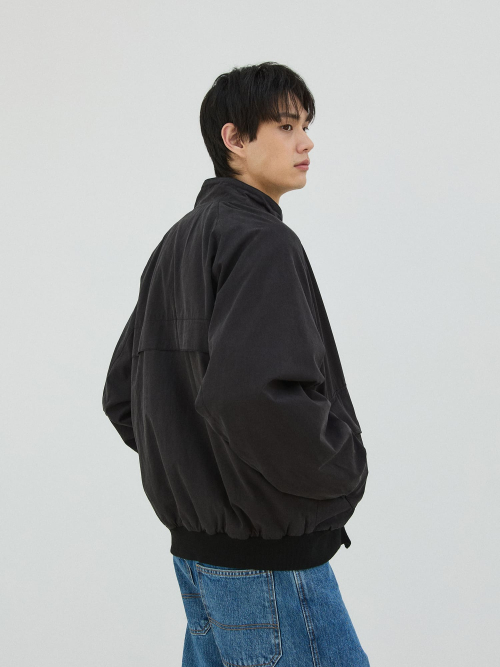 Washed Utility Raglan Jacket - Black
