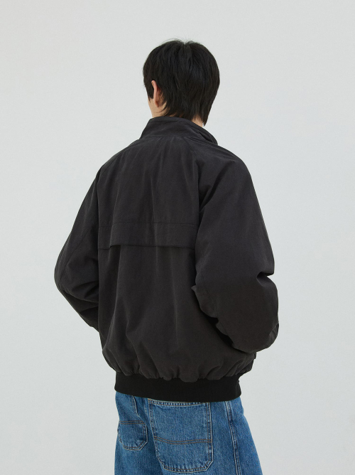 Washed Utility Raglan Jacket - Black