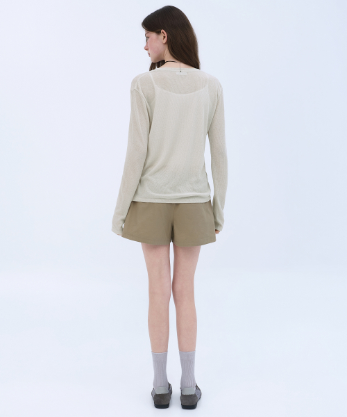 Женские хлопковые шорты на резинке Beige