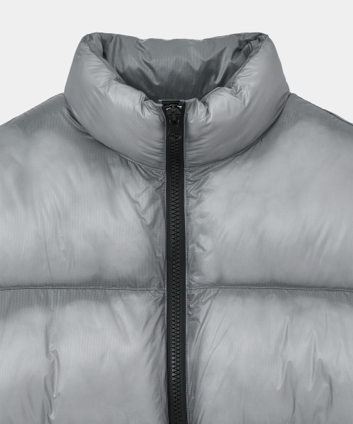 Серый пуховик кросс-кроя Dshell Gray
