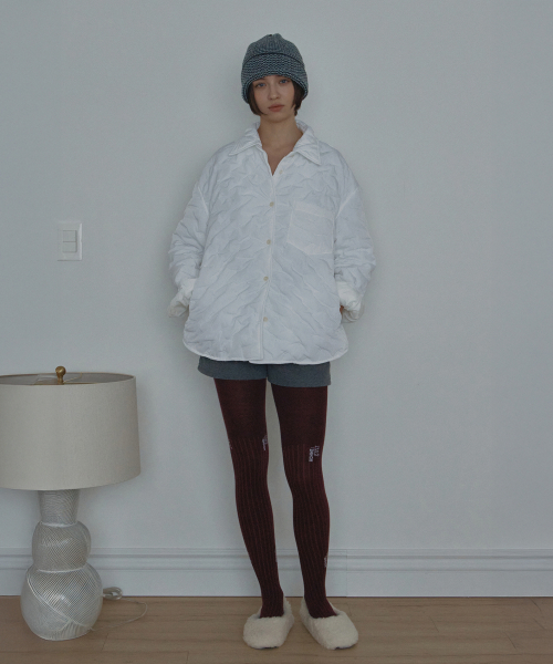 snowflake padded shirt_white