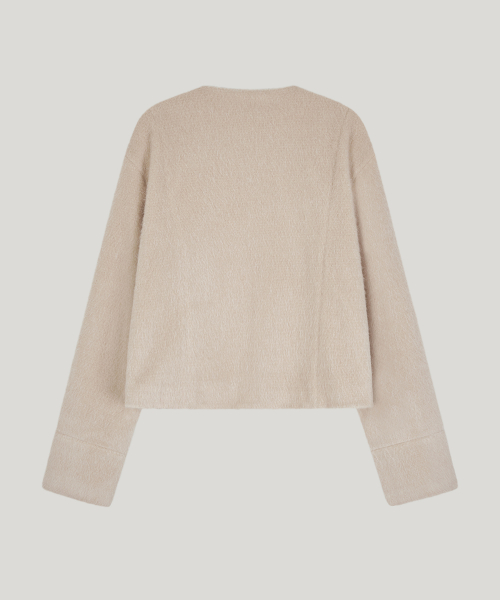 soft jacket button hole stitch muffler set_cream