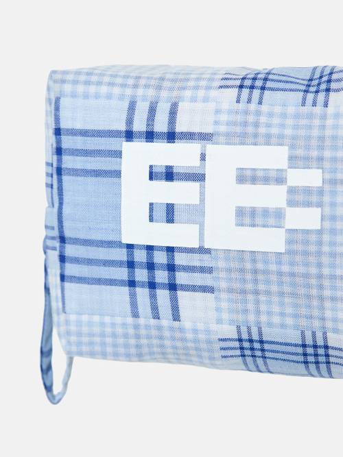 Mixed Checked Pouch (Sky)