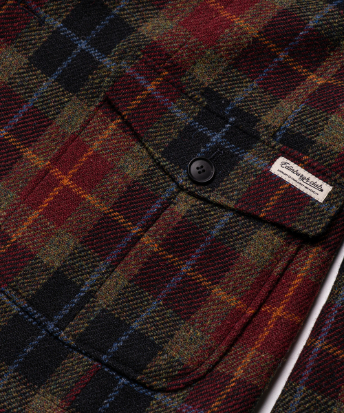 HARRIS TWEED CHECKED 3 BUTTON JACKET [WINE]