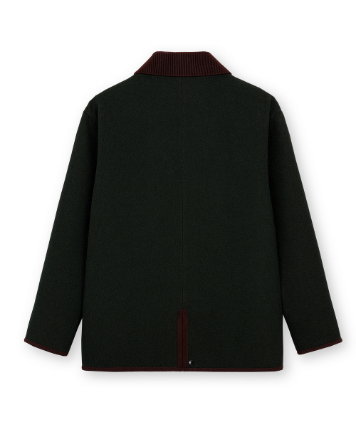 WOOL BLENDED HERRINGBONE HUNTING JACKET [D/GREEN]