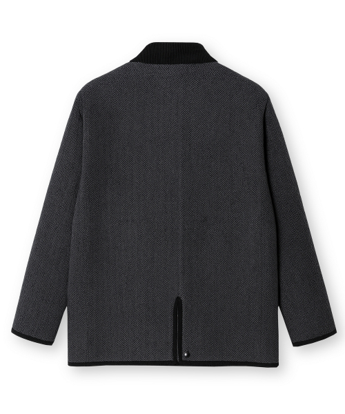 WOOL BLENDED HERRINGBONE HUNTING JACKET [C/GREY]