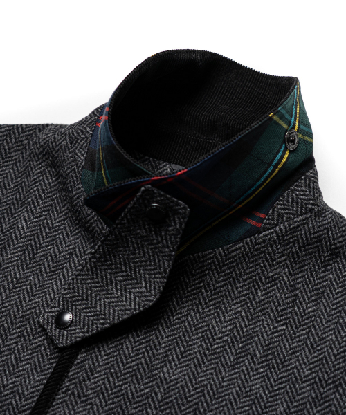 WOOL BLENDED HERRINGBONE HUNTING JACKET [C/GREY]