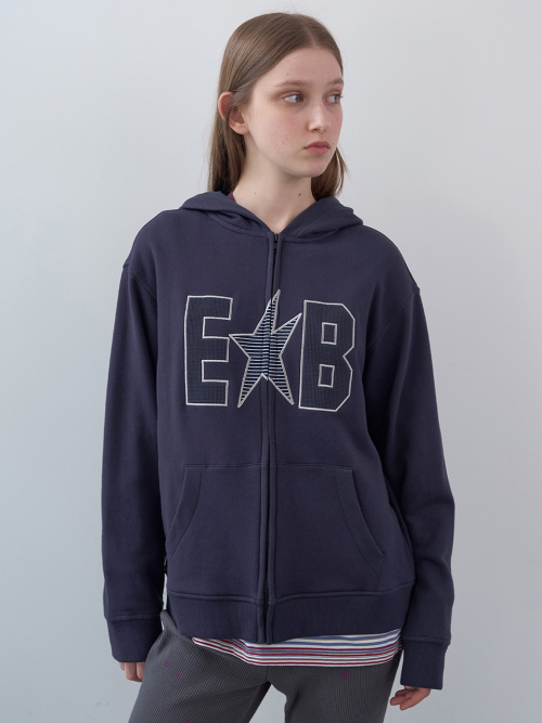Худи на молнии с вафельной нашивкой (Navy)