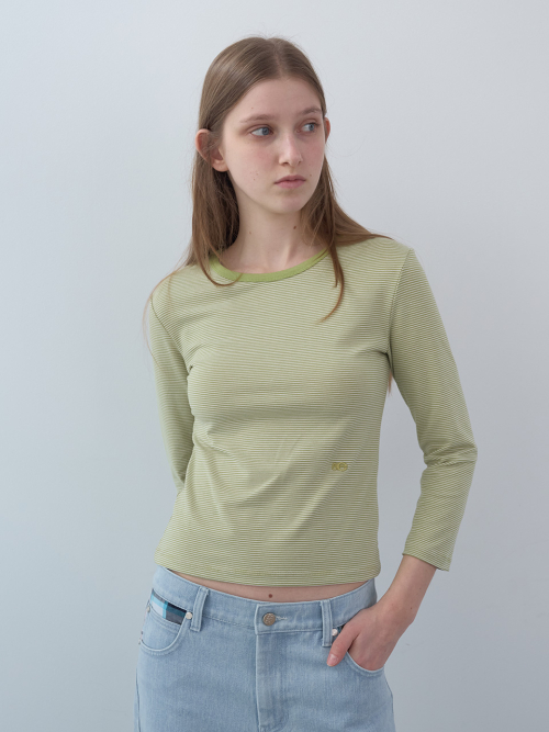 Рубашка в полоску 3/4 рукав, Green