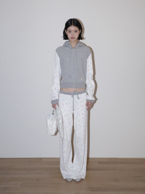 CONTRAST DREAMY WAFFLE HOODIE (GRAY)