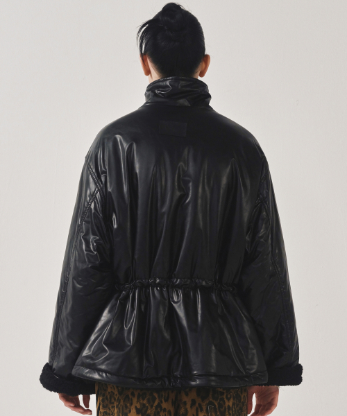 STRING FUR LEATHER JUMPER_BLACK