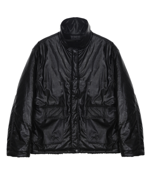 STRING FUR LEATHER JUMPER_BLACK