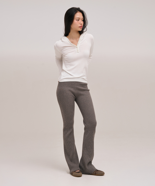 TENDER RIB BOOTS CUT KNIT PANTS - wholegarment (Seine Grey)