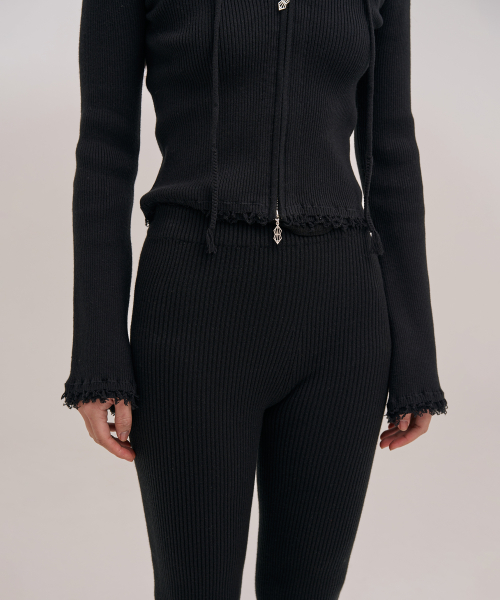TENDER RIB BOOTS CUT KNIT PANTS - wholegarment (Marais Black)
