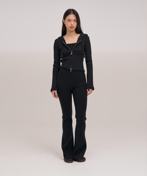 TENDER RIB BOOTS CUT KNIT PANTS - wholegarment (Marais Black)