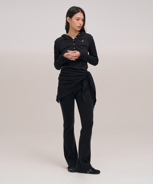 TENDER RIB BOOTS CUT KNIT PANTS - wholegarment (Marais Black)