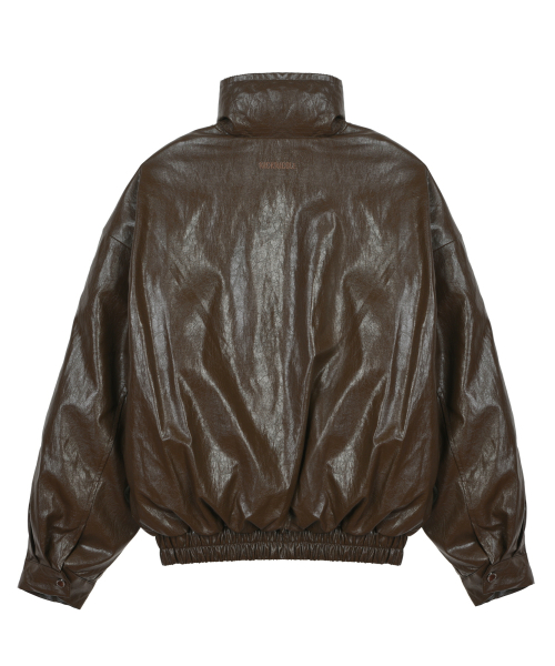 CRINKLE FAUX LEATHER PADDING_BROWN