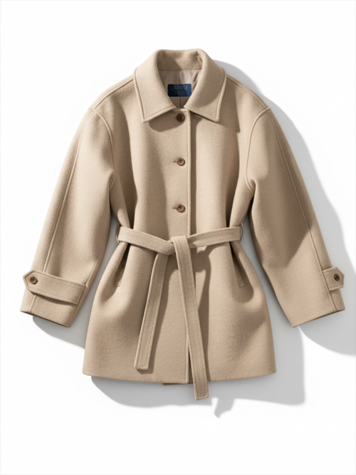 Классическое полупальто с поясом (Brown, Beige)/W254OT02