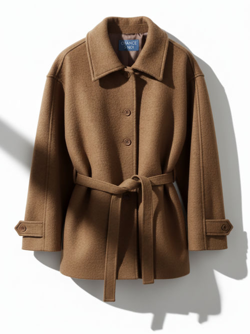 Классическое полупальто с поясом (Brown, Beige)/W254OT02