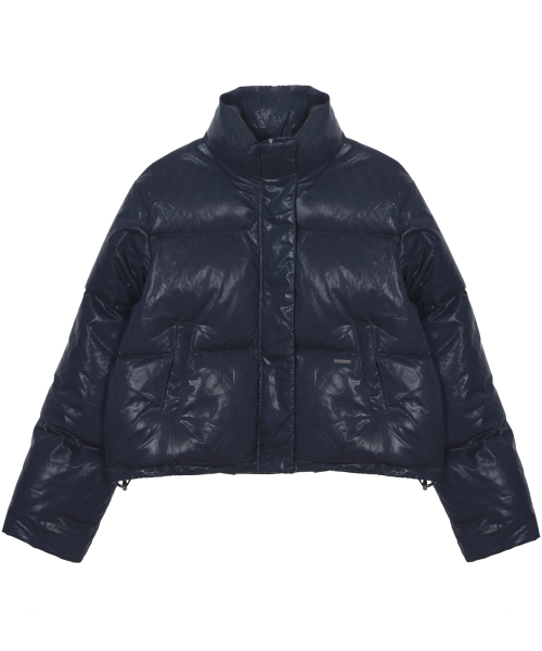 NICOLE GLOSSY SHORT PUFFER PADDING_NAVY