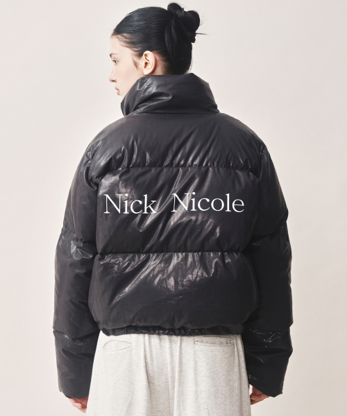 NICOLE GLOSSY SHORT PUFFER PADDING_BLACK