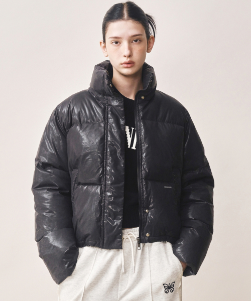 NICOLE GLOSSY SHORT PUFFER PADDING_BLACK