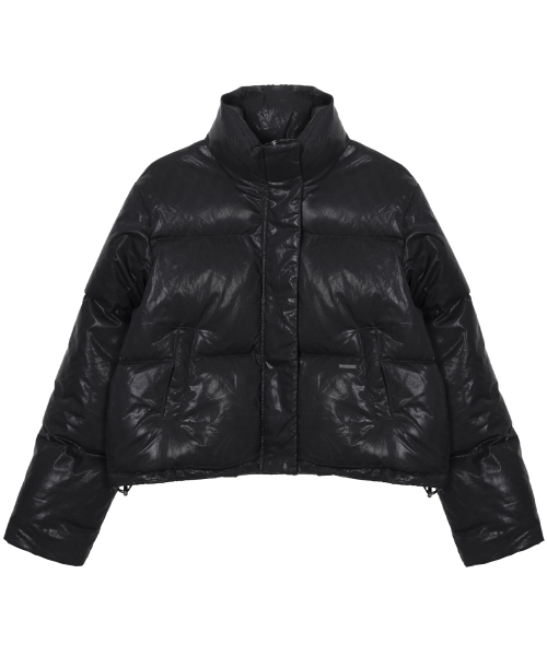 NICOLE GLOSSY SHORT PUFFER PADDING_BLACK