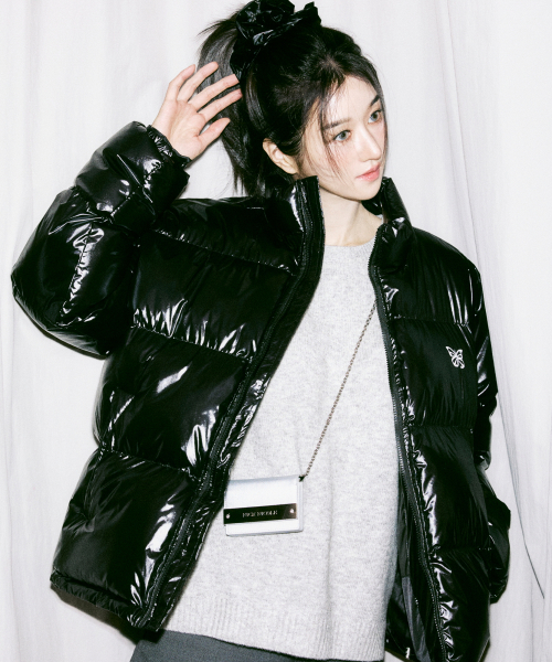 NICOLE BUTTERFLY GLOSSY PUFFER PADDING_BLACK