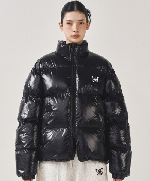 NICOLE BUTTERFLY GLOSSY PUFFER PADDING_BLACK