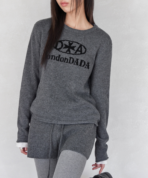 SIGNATURE LOGO ROUND NECK KNIT, CHARCOAL