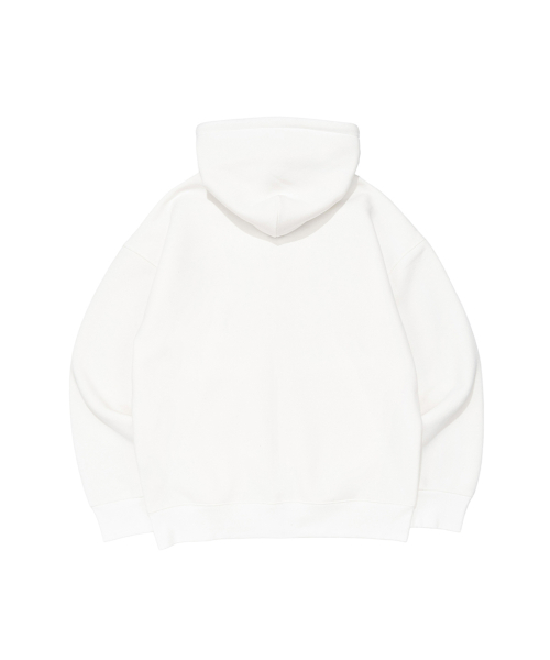 BECANVAS FLEECE OVERFIT HOOD ZIP-UP (WHITE)