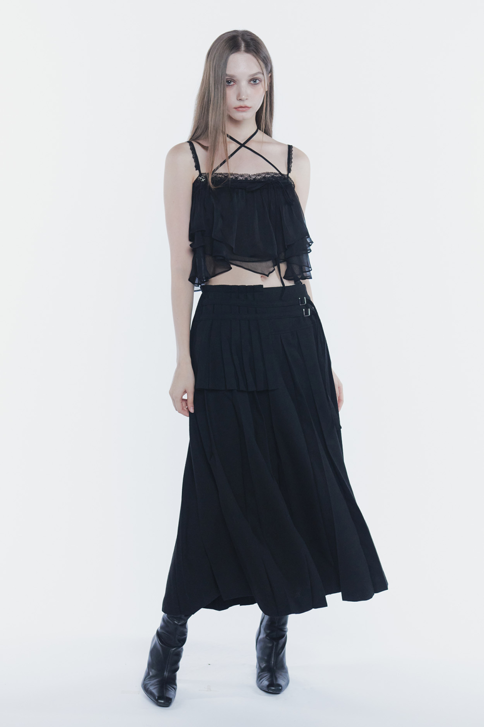 PAINORPLEASURE MERMAID FRILL TOP - 4 COLORS BLACK