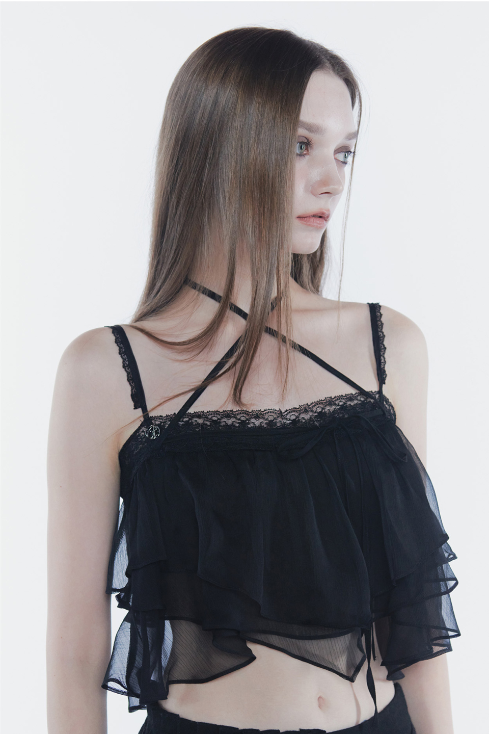 PAINORPLEASURE MERMAID FRILL TOP - 4 COLORS BLACK