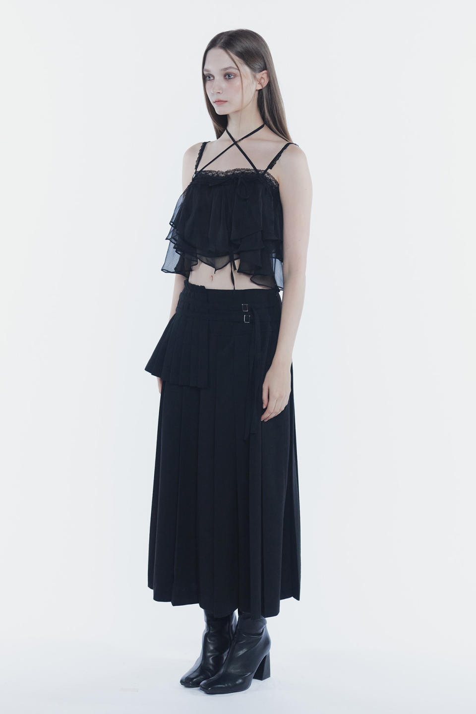 PAINORPLEASURE MERMAID FRILL TOP - 4 COLORS BLACK