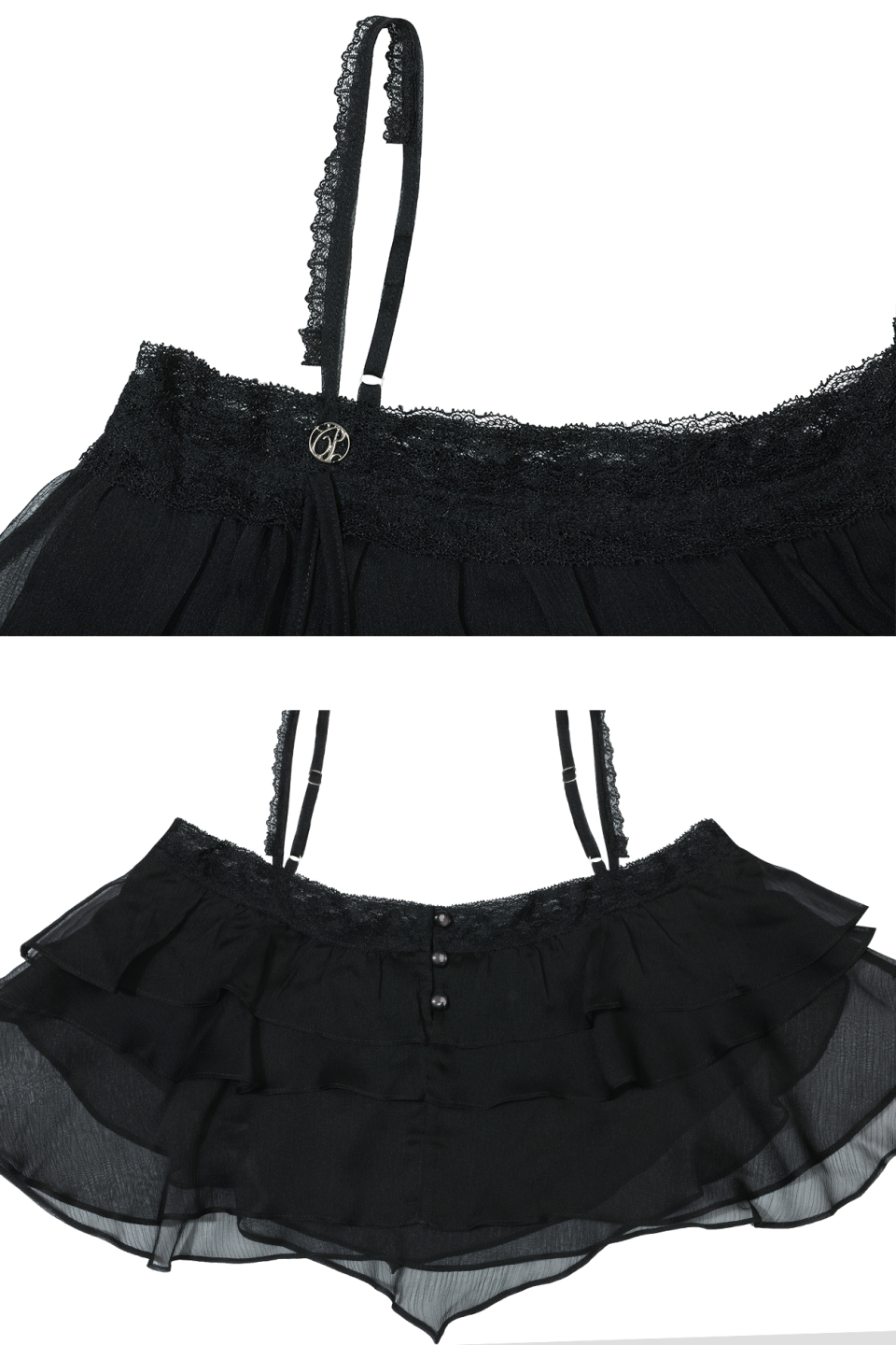 PAINORPLEASURE MERMAID FRILL TOP - 4 COLORS BLACK