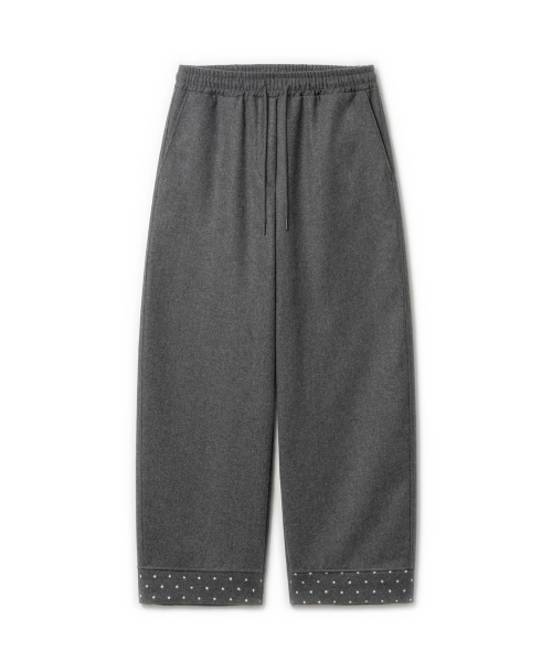 Широкие шерстяные брюки на резинке в горошек [Charcoal]
