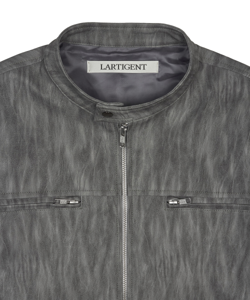 L20 CUTTING LEATHER JACKET(GRAY)