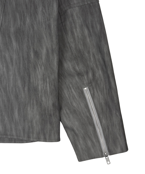 L20 CUTTING LEATHER JACKET(GRAY)