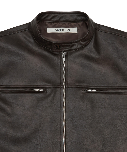 L20 CUTTING LEATHER JACKET(BROWN)
