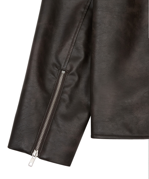 L20 CUTTING LEATHER JACKET(BROWN)