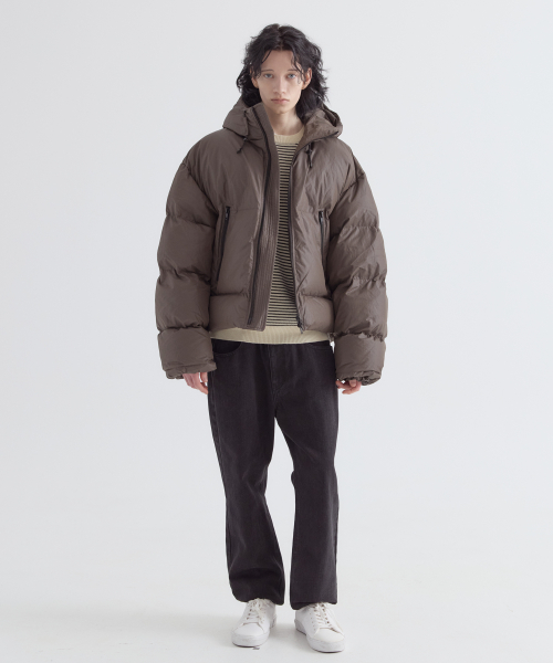 Shield Hooded Short Puffer Padding_Charcoal