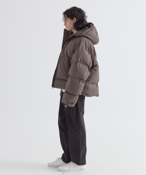 Shield Hooded Short Puffer Padding_Charcoal