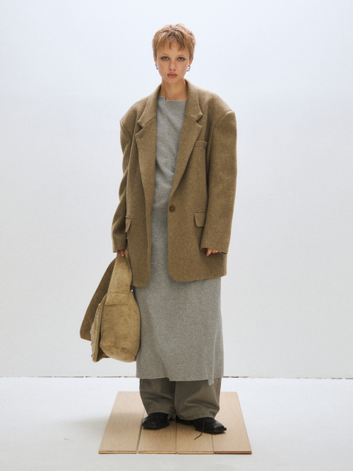 OVERFIT WOOL JACKET, BEIGE