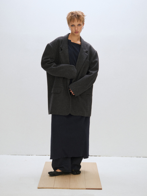 OVERFIT WOOL JACKET, CHARCOAL