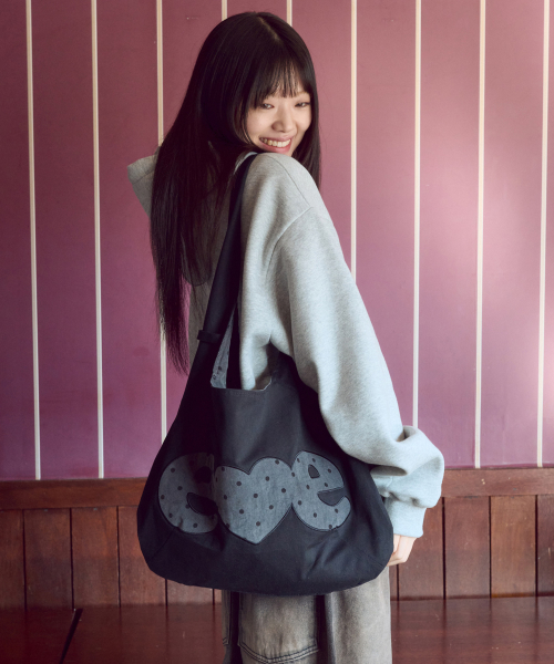 Reversible dot Hobo Bag AC701(Charcoal)