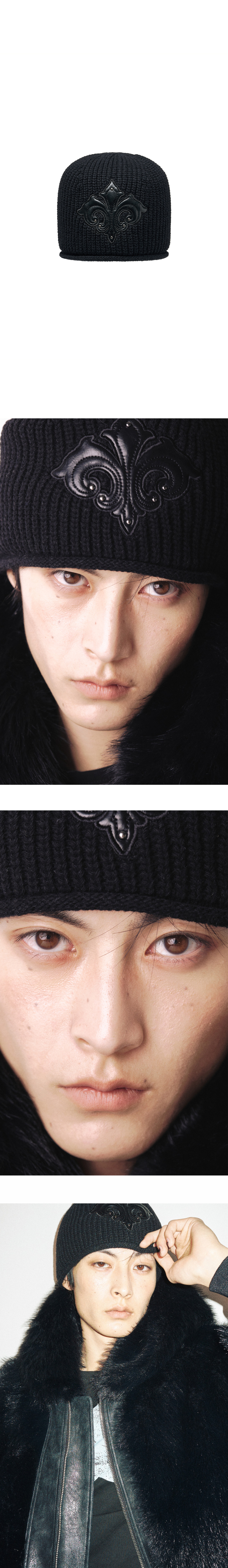 【LECYTO】Imperium Leather Patch Beanie LECYTO] Imperium Leather Patch Beanie_(Black) – SellerWork