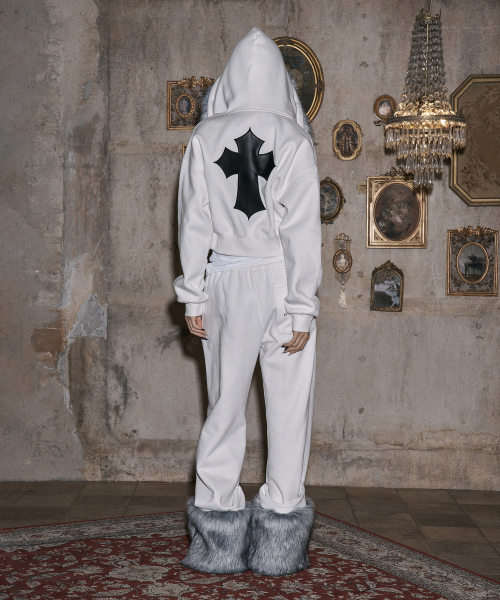White gray fur pants