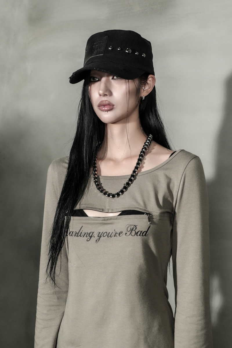 달링유어배드(DARLING, YOU'RE BAD) LABEL STUD MILITARY CAP #BLACK