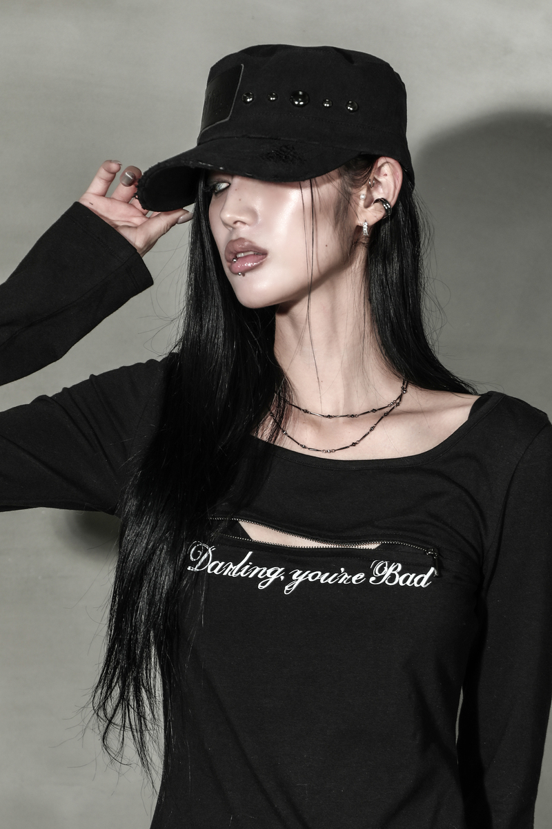 달링유어배드(DARLING, YOU'RE BAD) LABEL STUD MILITARY CAP #BLACK