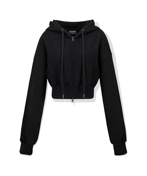 укороченный fit худи на молнии (черный)